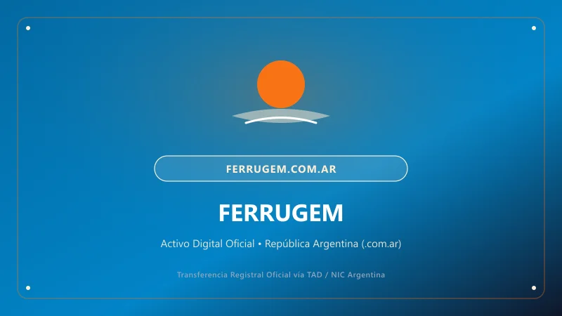Identidad visual y presentación comercial del nombre de dominio ferrugem.com.ar en venta
